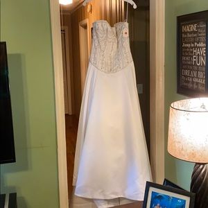 White wedding gown, beading